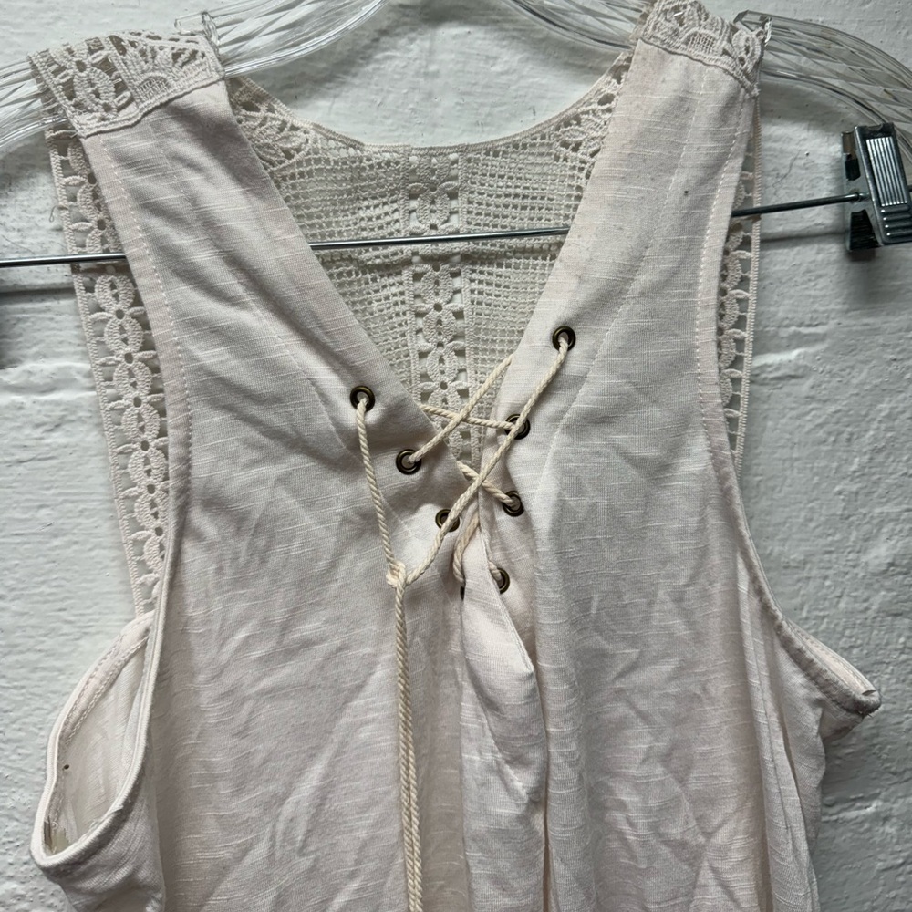 Xhilaration White Lace Up Tank Top - Picture 3 of 6